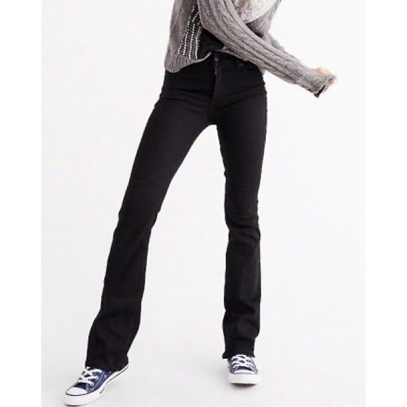 Abercrombie & Fitch Mid Rise Black Wash Flare Bootcut Jeans